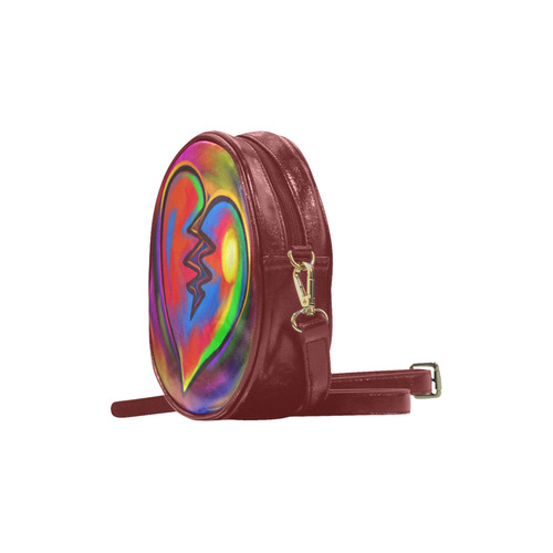 Broken Heart Vibrant Love Painting Round Sling Bag (Model 1647)