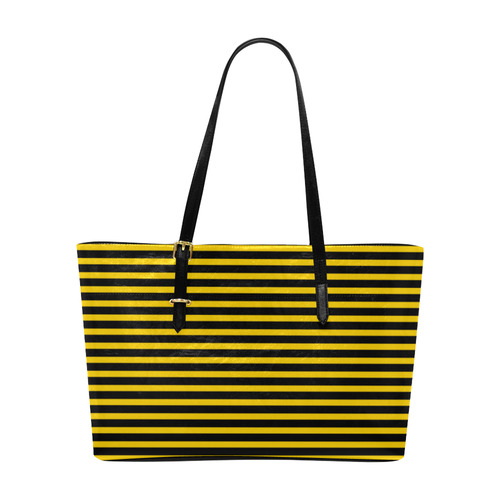 Horizontal Yellow Candy Stripes Euramerican Tote Bag/Large (Model 1656)