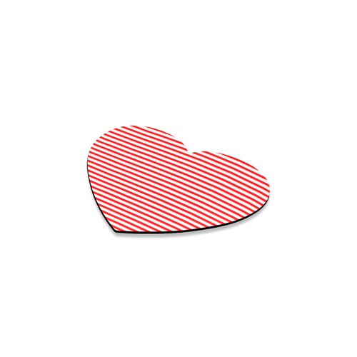 Horizontal Red Candy Stripes Heart Coaster