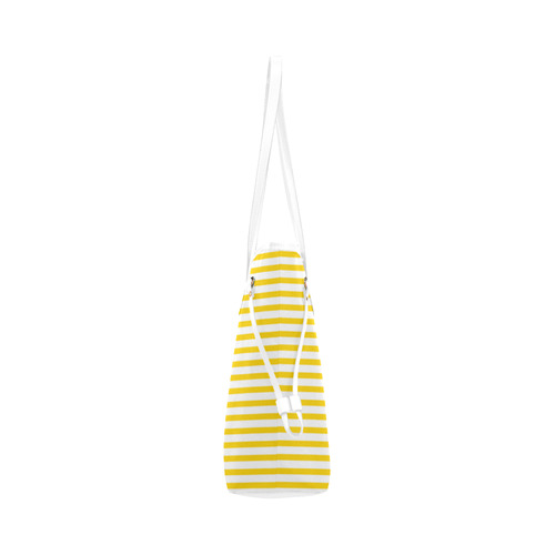 Horizontal Yellow Candy Stripes Clover Canvas Tote Bag (Model 1661)