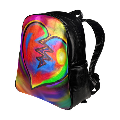 Broken Heart Vibrant Love Painting Multi-Pockets Backpack (Model 1636)