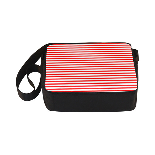 Horizontal Red Candy Stripes Classic Cross-body Nylon Bags (Model 1632)