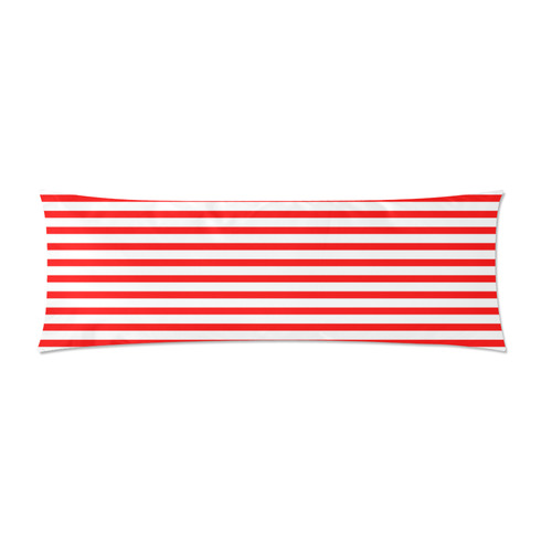 Horizontal Red Candy Stripes Custom Zippered Pillow Case 21"x60"(Two Sides)