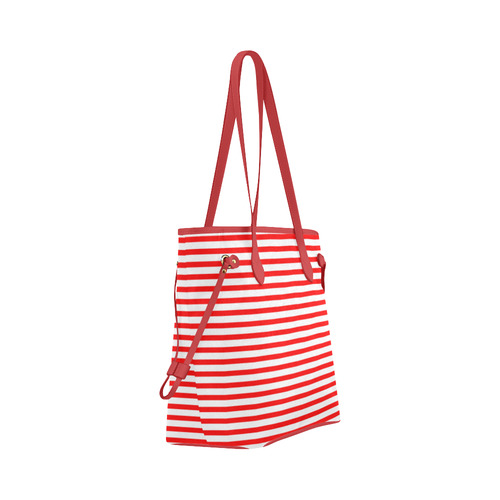 Horizontal Red Candy Stripes Clover Canvas Tote Bag (Model 1661)