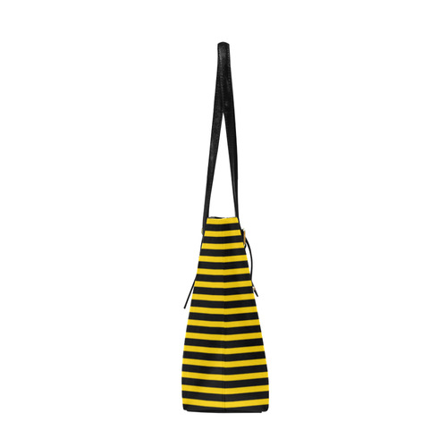 Horizontal Yellow Candy Stripes Euramerican Tote Bag/Large (Model 1656)