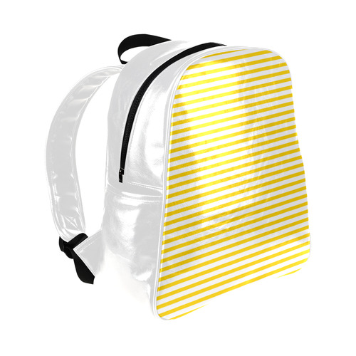 Horizontal Yellow Candy Stripes Multi-Pockets Backpack (Model 1636)