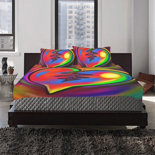 Broken Heart Vibrant Love Painting 3-Piece Bedding Set