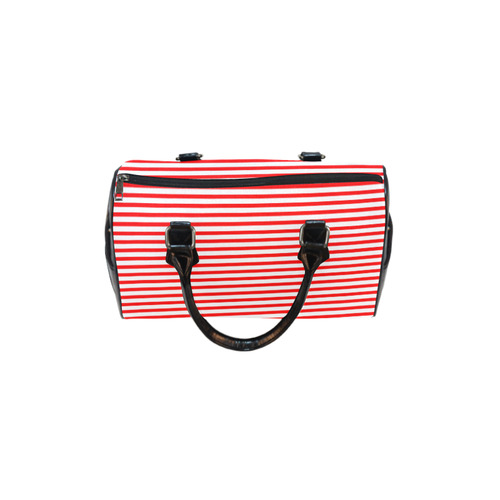 Horizontal Red Candy Stripes Boston Handbag (Model 1621)