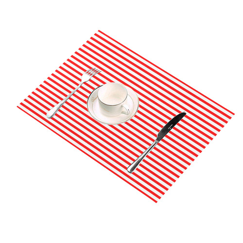 Horizontal Red Candy Stripes Placemat 14’’ x 19’’ (Six Pieces)