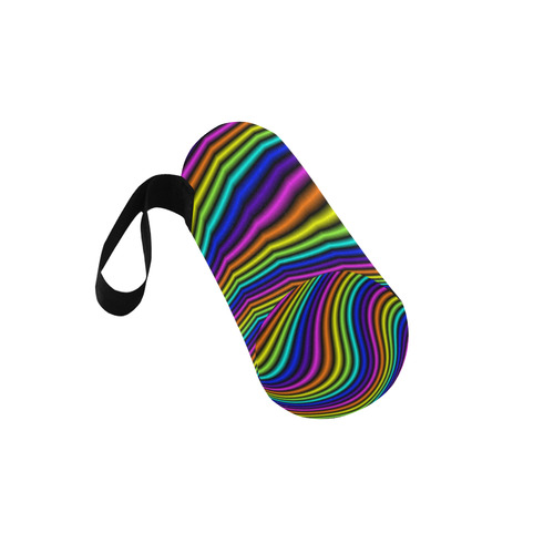 wavy rainbow Neoprene Water Bottle Pouch/Large