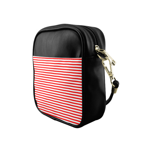 Horizontal Red Candy Stripes Sling Bag (Model 1627)