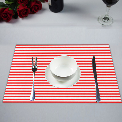 Horizontal Red Candy Stripes Placemat 14’’ x 19’’ (Six Pieces)