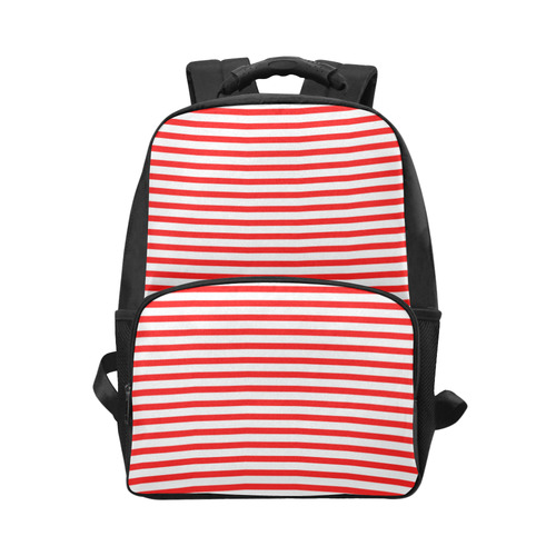 Horizontal Red Candy Stripes Unisex Laptop Backpack (Model 1663)