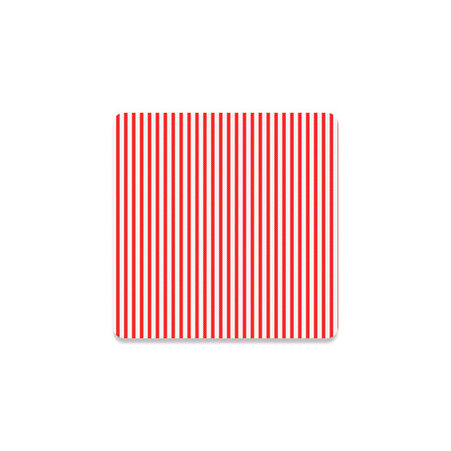 Horizontal Red Candy Stripes Square Coaster