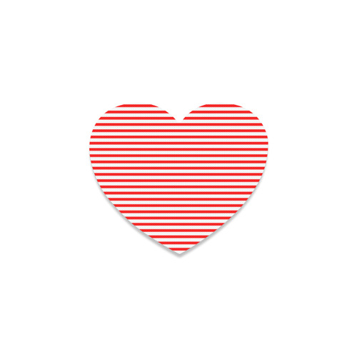 Horizontal Red Candy Stripes Heart Coaster