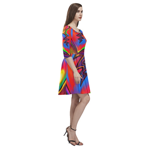 Broken Heart Vibrant Love Painting Tethys Half-Sleeve Skater Dress(Model D20)