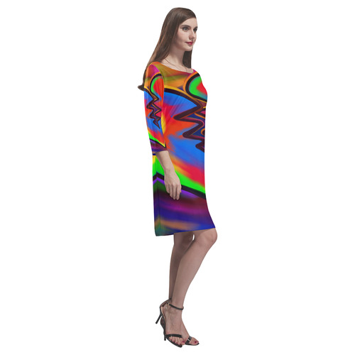 Broken Heart Vibrant Love Painting Rhea Loose Round Neck Dress(Model D22)