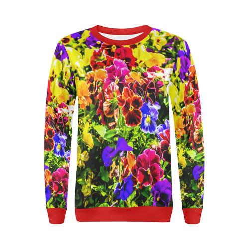 Viola Tricolor Flower colorful beautiful spring warm All Over Print Crewneck Sweatshirt for Women (Model H18)