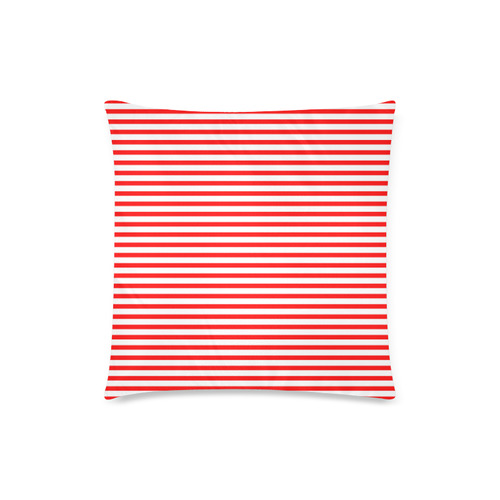 Horizontal Red Candy Stripes Custom Zippered Pillow Case 18"x18" (one side)