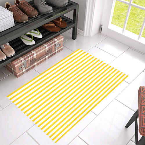 Horizontal Yellow Candy Stripes Azalea Doormat 30" x 18" (Sponge Material)