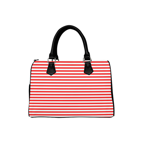Horizontal Red Candy Stripes Boston Handbag (Model 1621)