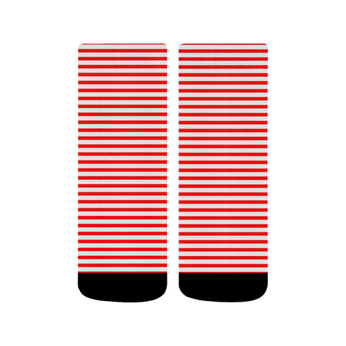 Horizontal Red Candy Stripes Quarter Socks