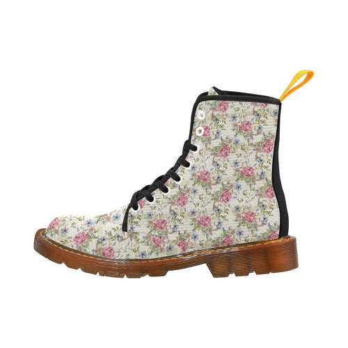 Watercolor Vintage Roses Ribbon Pattern 01 Martin Boots For Women Model 1203H