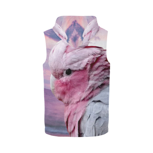 Galah Cockatoo All Over Print Sleeveless Zip Up Hoodie for Men (Model H16)