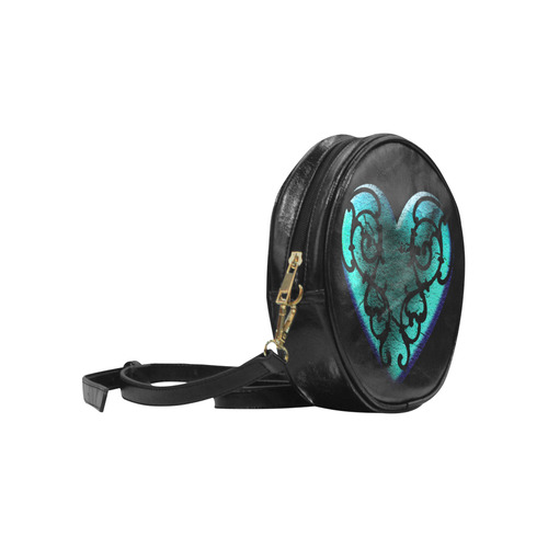 Filigree Blue Heart Round Sling Bag (Model 1647)