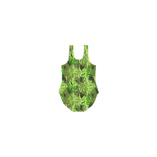 Tropical Jungle Leaves Camouflage Vest One Piece Swimsuit (Model S04)