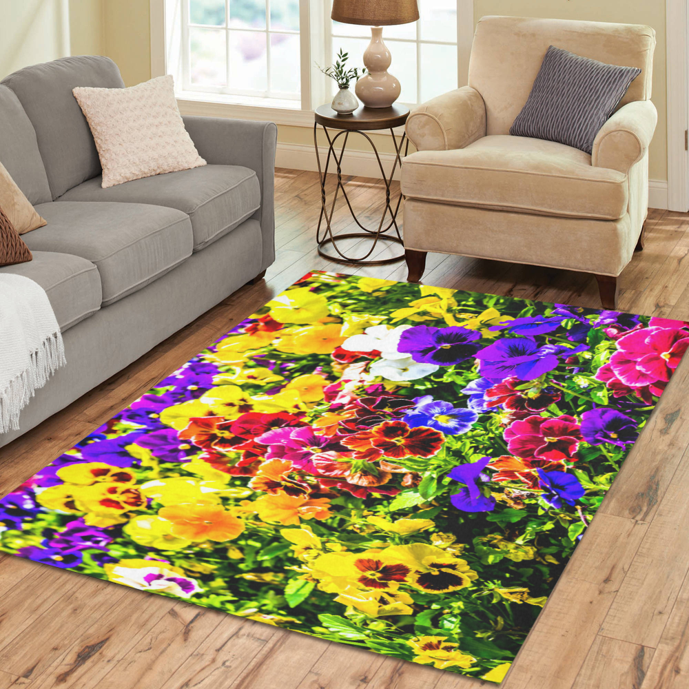 Viola Tricolor Flower colorful beautiful spring Area Rug7'x5' ID