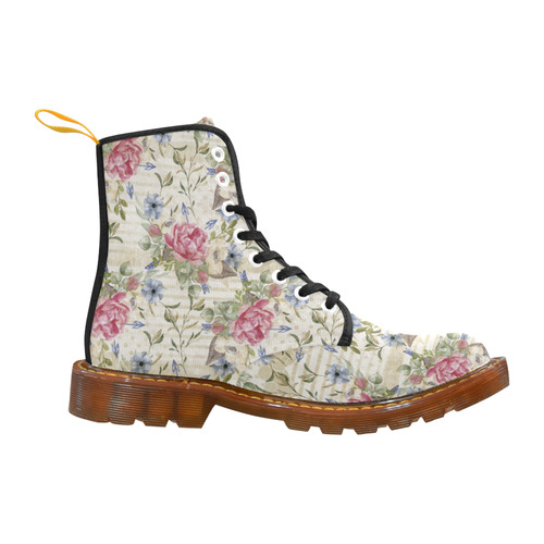 Watercolor Vintage Roses Ribbon Pattern 01 Martin Boots For Women Model 1203H