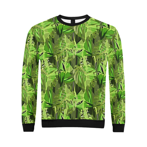 Tropical Jungle Leaves Camouflage All Over Print Crewneck Sweatshirt for Men/Large (Model H18)