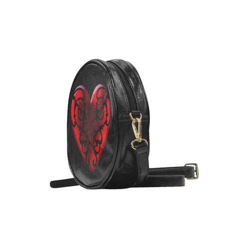 Filigree Red Goth Heart Round Sling Bag (Model 1647)