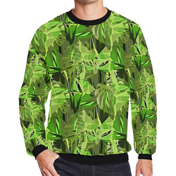 Tropical Jungle Leaves Camouflage Men's Oversized Fleece Crew Sweatshirt/Large Size(Model H18)