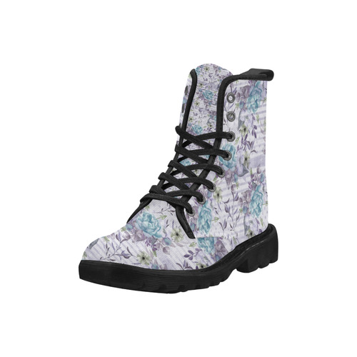 Watercolor Vintage Roses Ribbon Pattern 02 Martin Boots for Women (Black) (Model 1203H)