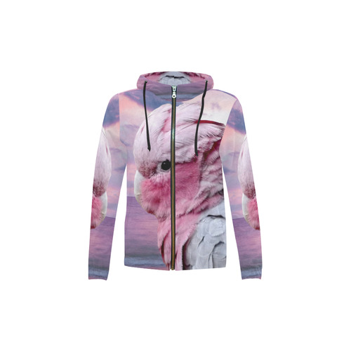 Galah Cockatoo All Over Print Full Zip Hoodie for Kid (Model H14)