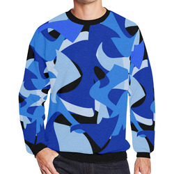 A201 Abstract Blue Camouflage Men's Oversized Fleece Crew Sweatshirt (Model H18)