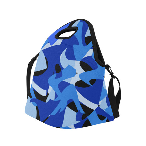 A201 Abstract Blue Camouflage Neoprene Lunch Bag/Large (Model 1669)