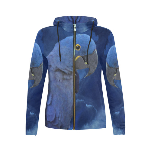 Hyacinth Macaw All Over Print Full Zip Hoodie for Women (Model H14)