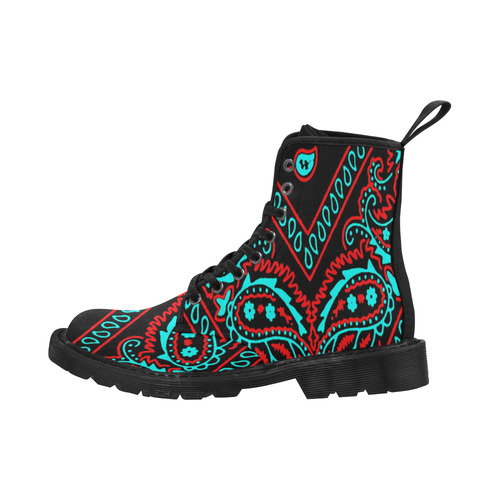 blue and red bandana version 1 Martin Boots for Men (Black) (Model 1203H)
