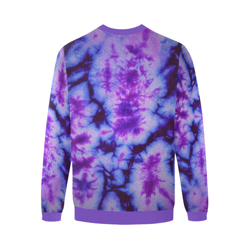 tie dye in blues and purple Men's Oversized Fleece Crew Sweatshirt (Model H18)