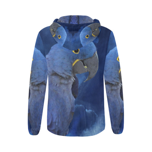 Hyacinth Macaw All Over Print Full Zip Hoodie for Women (Model H14)