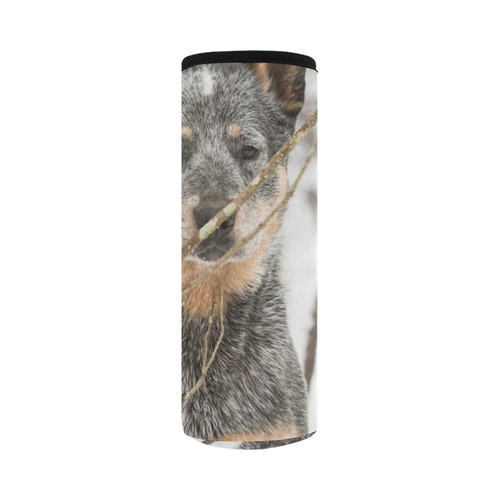 Australian Cattle Dog in the Snow Neoprene Water Bottle Pouch/Large