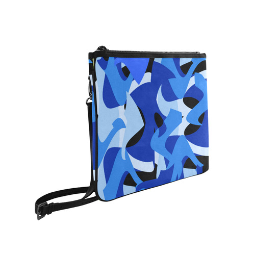 A201 Abstract Blue Camouflage Slim Clutch Bag (Model 1668)