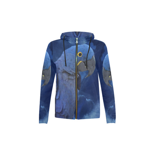 Hyacinth Macaw All Over Print Full Zip Hoodie for Kid (Model H14)