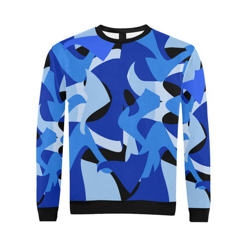 A201 Abstract Blues Camouflage All Over Print Crewneck Sweatshirt for Men/Large (Model H18)