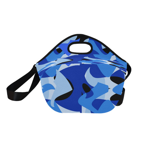 A201 Abstract Blue Camouflage Neoprene Lunch Bag/Large (Model 1669)