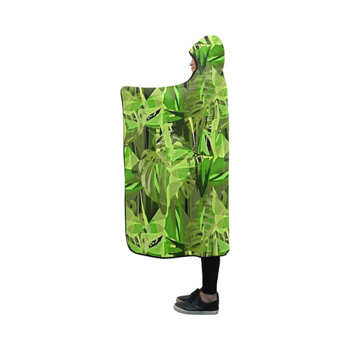 Tropical Jungle Leaves Camouflage Hooded Blanket 50''x40''