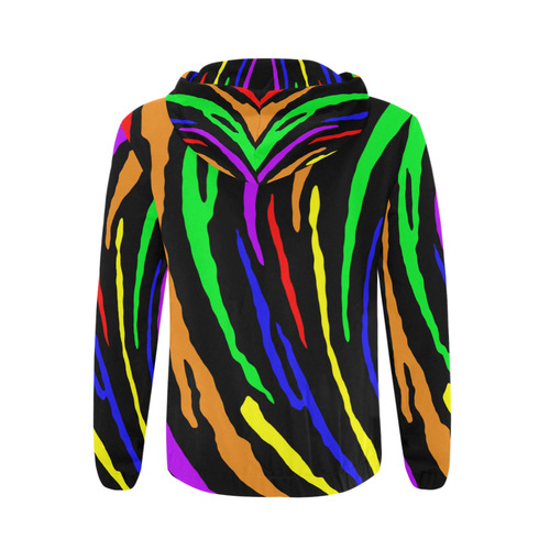 Rainbow Tiger Stripes All Over Print Full Zip Hoodie for Men/Large Size (Model H14)